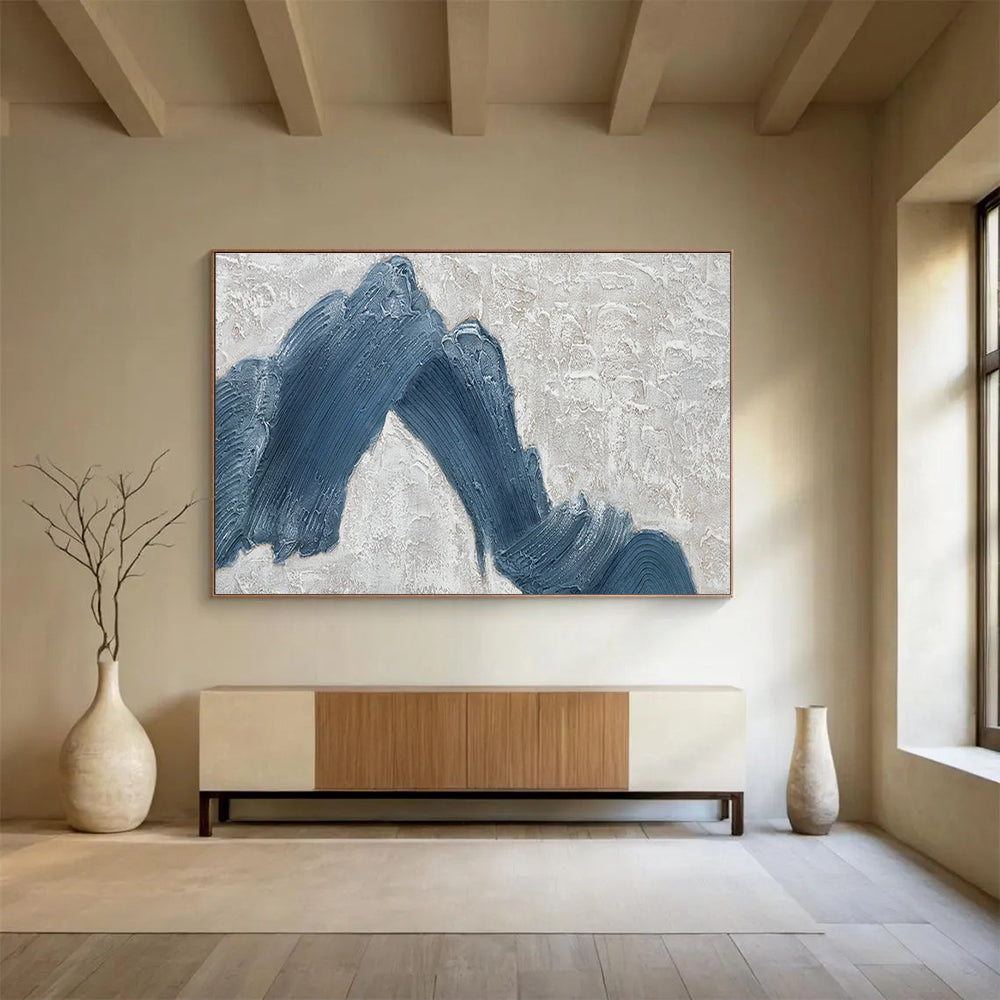 “Textured Blue - Grey Forms” Abstract Artwork DKS214