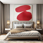 Red and White Organic, "Vibrant Curves" – Organic Abstract Painting On Canvas PS0997