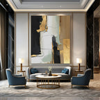 “Black, Gold, and Neutral Abstract” - Abstract, Elegant - Toned Painting On Canvas PT1524