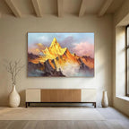 “Sunset - Glow Golden Mountain” - Impressionistic Landscape Painting On Canvas PT1557