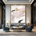“Blush & Gold Abstract” - Soft Pinks, Grays & Gold Accents Painting On Canvas DS188