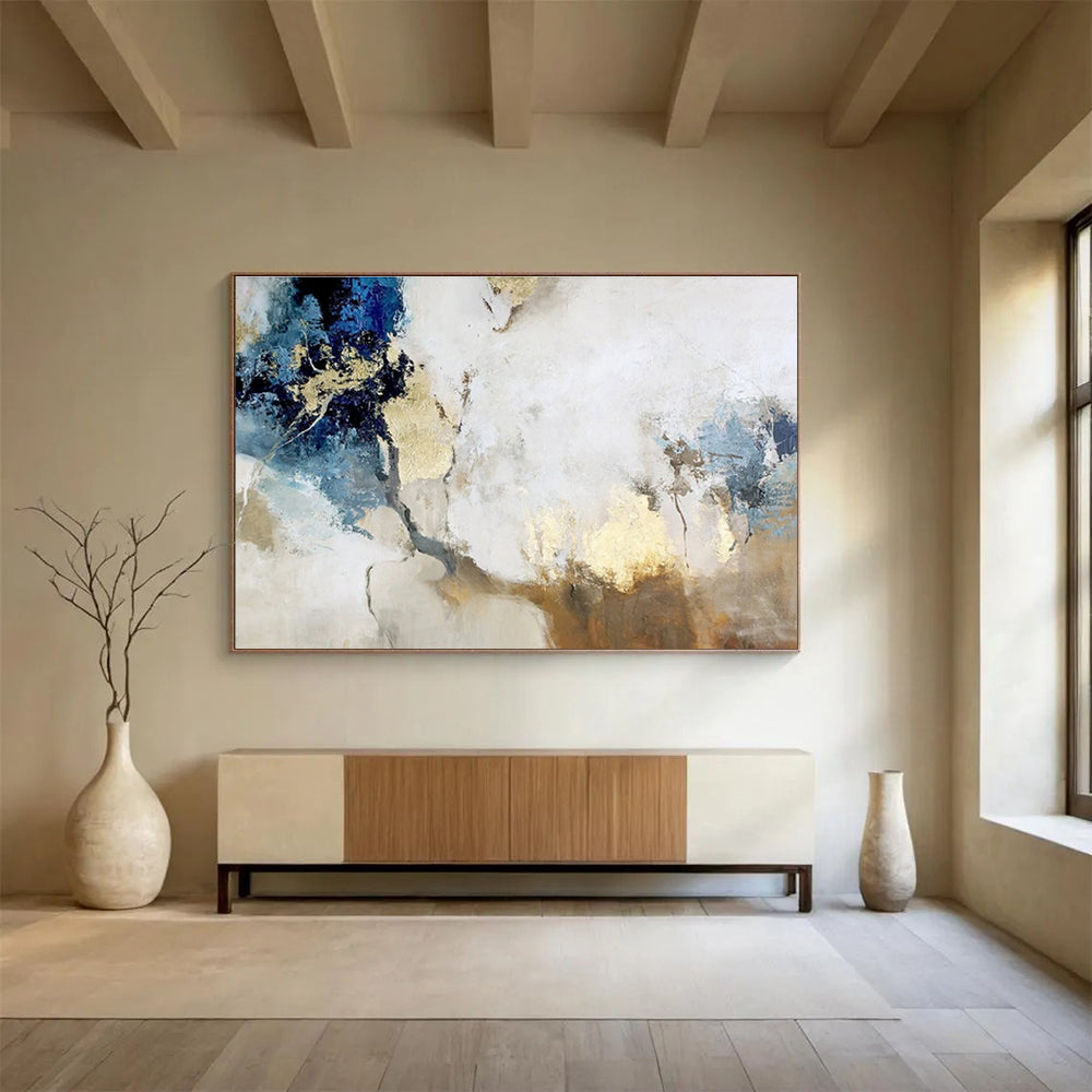 “Blue And Gold Revisited” - Abstract Painting On Canvas DKS509