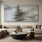 Gray and Gold Textured, "Industrial Elegance" – Abstract Mixed - Media On Canvas PS0900