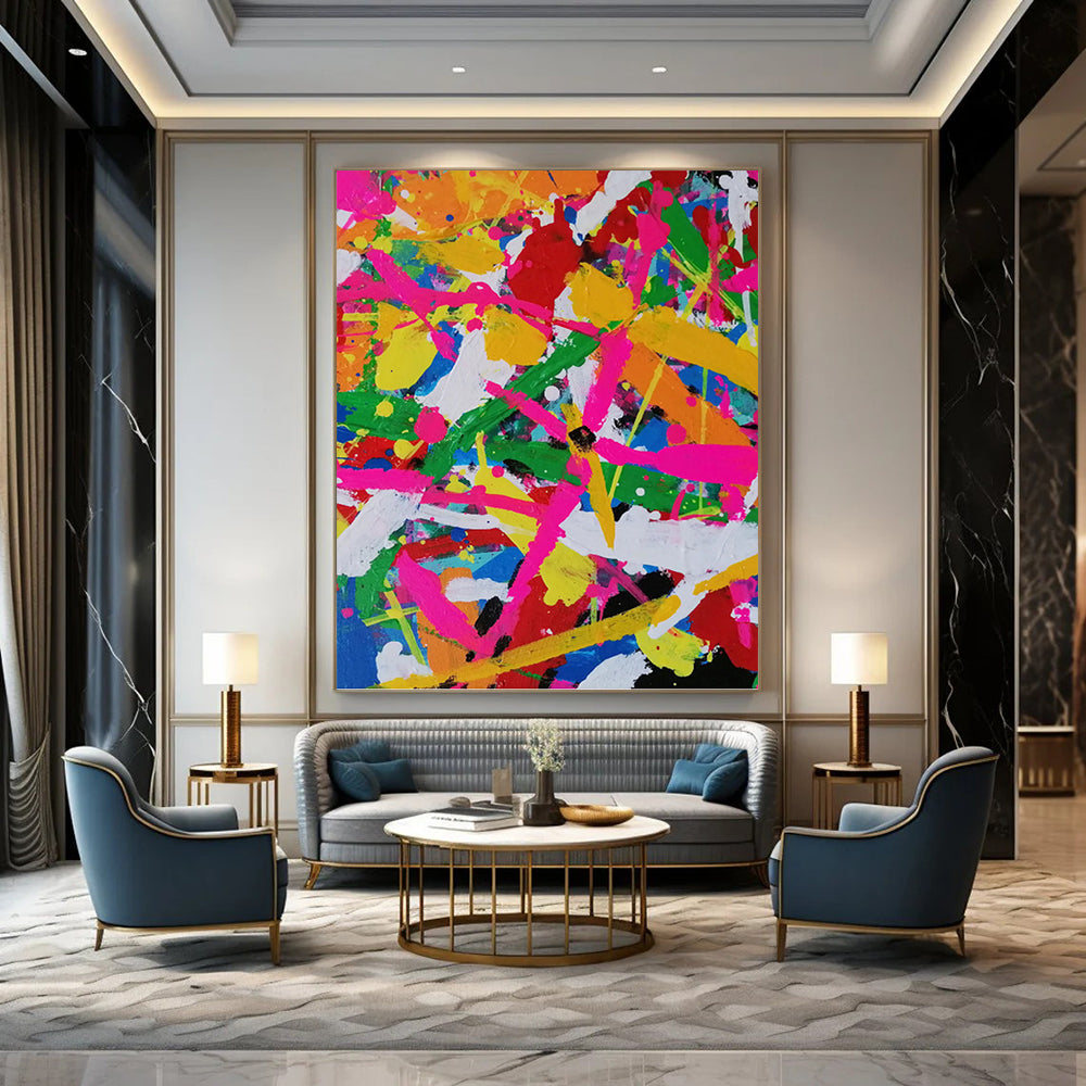 “Color - Explosion Abstract” - Abstract Expressionist Painting On Canvas PT1260