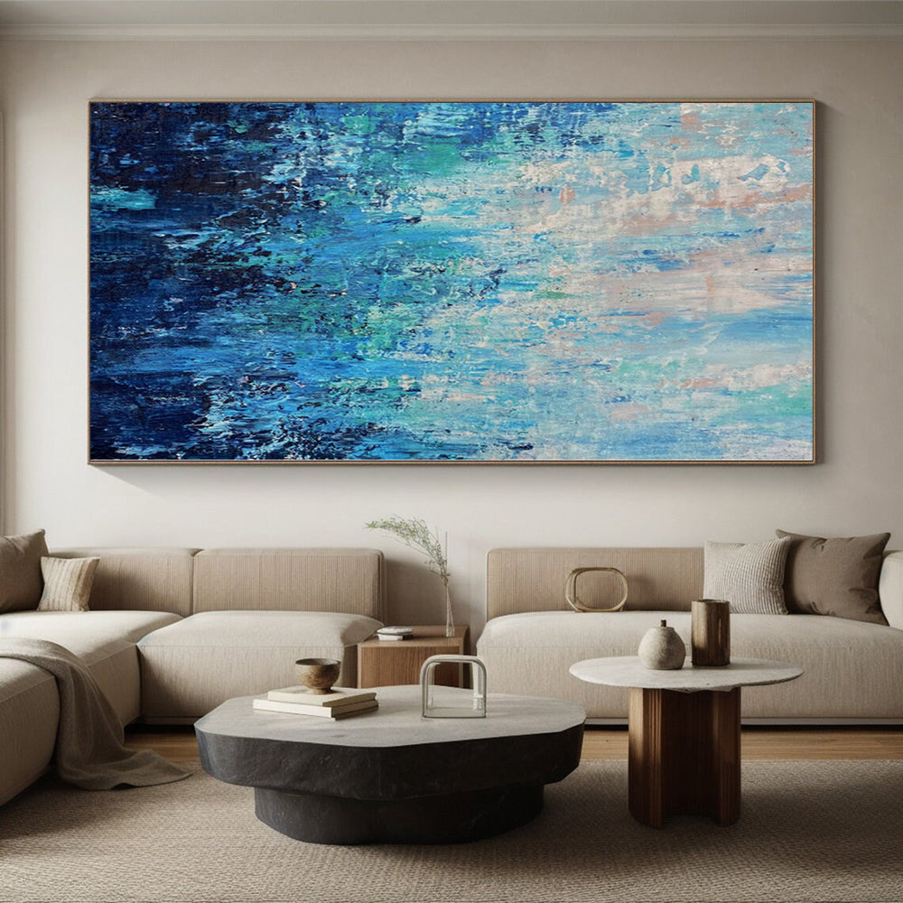 “Gradient Blue Abstract Depths” - Ocean - Inspired Abstract Painting On Canvas PS0045