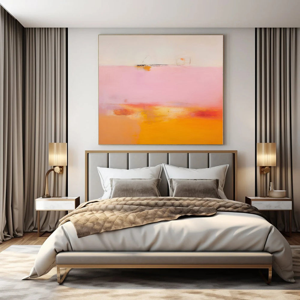 Soft Pink, Orange and Yellow with Gentle Blends "Sunset Whisper" Abstract Painting On Canvas PS1175