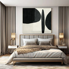 Black, White with Bold Forms "Graphic Whisper" Abstract Painting On Canvas PS1426