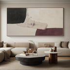 “Subtle Maroon - Black Abstract Shapes” - Contemporary Abstract Painting On Canvas PS0265