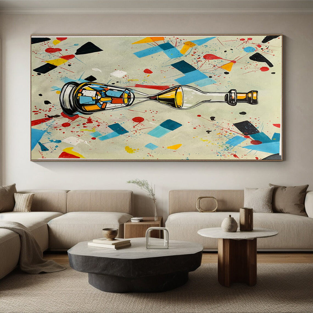 “Colorful Hourglass - Bottle” - Multicolor Abstract Surrealist Painting On Canvas PS0718