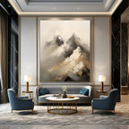 Gray - White - Brown Abstract Mountain, Inspired by the Style of Anselm Kiefer's Textured Landscapes, Painting On Canvas PT2092