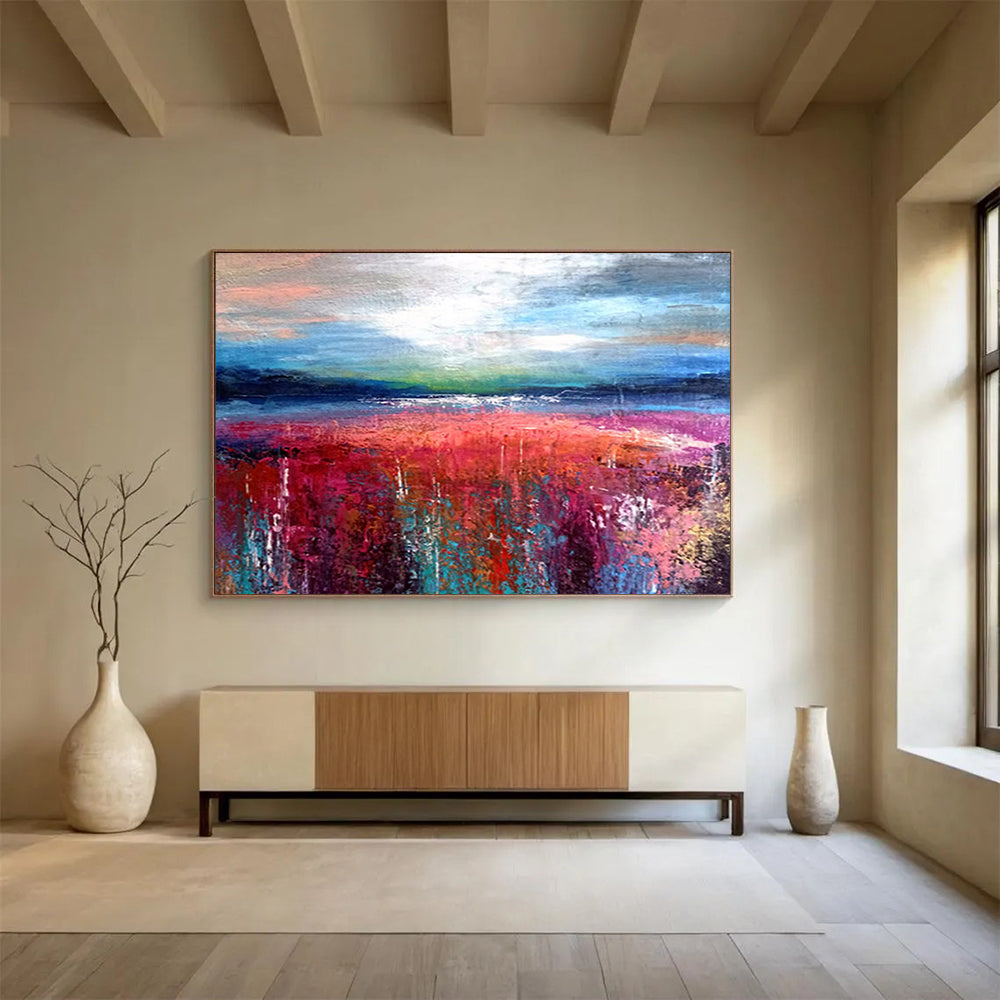 “Colorful Abstract Landscape” - Abstract, Expressionistic - Styled Painting On Canvas DKS010