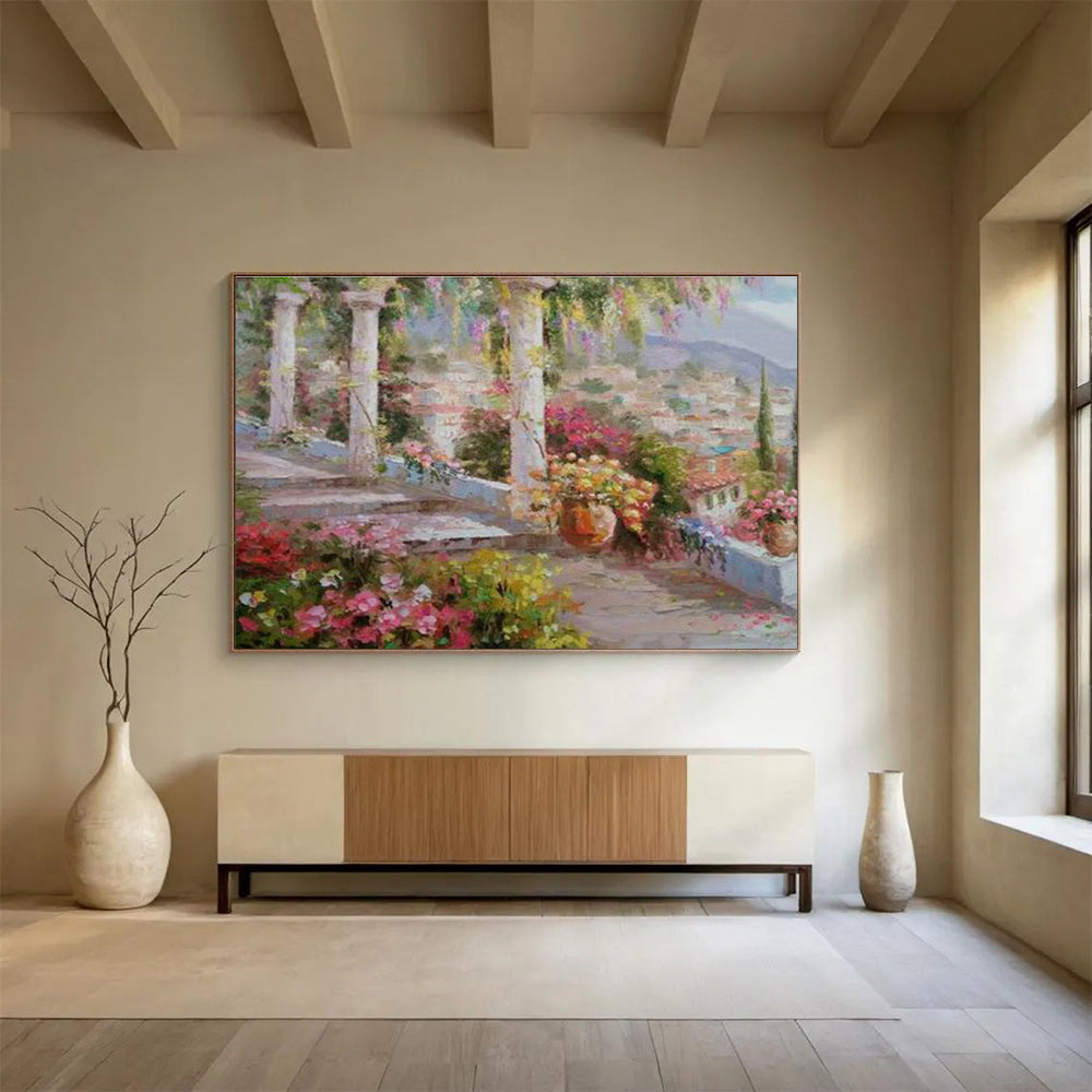 Garden Vista - Scenic Garden Oil Painting, Suited for Hallway & Balcony DKS663