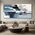 “Blue - Gray Abstract Composition” - Blue, Gray, White Abstract Expressionist Painting PS0771