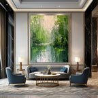 “Green - Blue Forest Reflection” - Impressionistic Landscape Painting On Canvas DS002