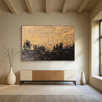 Gold & Black Textured Abstract Painting On Canvas DKS020
