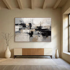 Monochrome Abstract Blocks - Modern Abstract Painting On Canvas DKS335