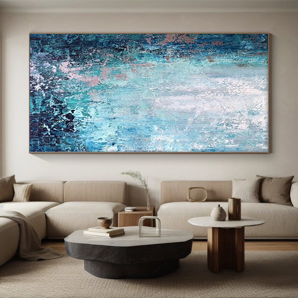 “Shades of Blue Abstract” - Textured Abstract Painting On Canvas PS0074