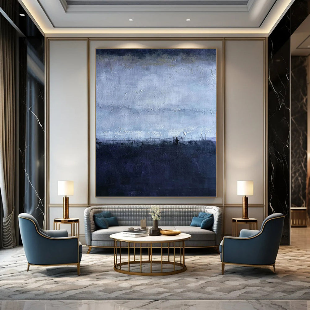 “Blue and Gray Abstract Twilight” - Abstract, Mood - Evoking Painting On Canvas PT1563