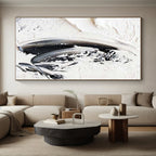 “Black - White Textured Strokes” - Black, White Abstract Minimalist Painting On Canvas PS0701