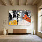 “Bold Black, Yellow, and Orange” Abstract Painting On Canvas DKS187