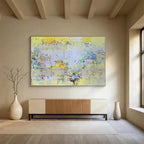 “Bright Yellow Abstract Layers” Abstract Painting On Canvas DKS194