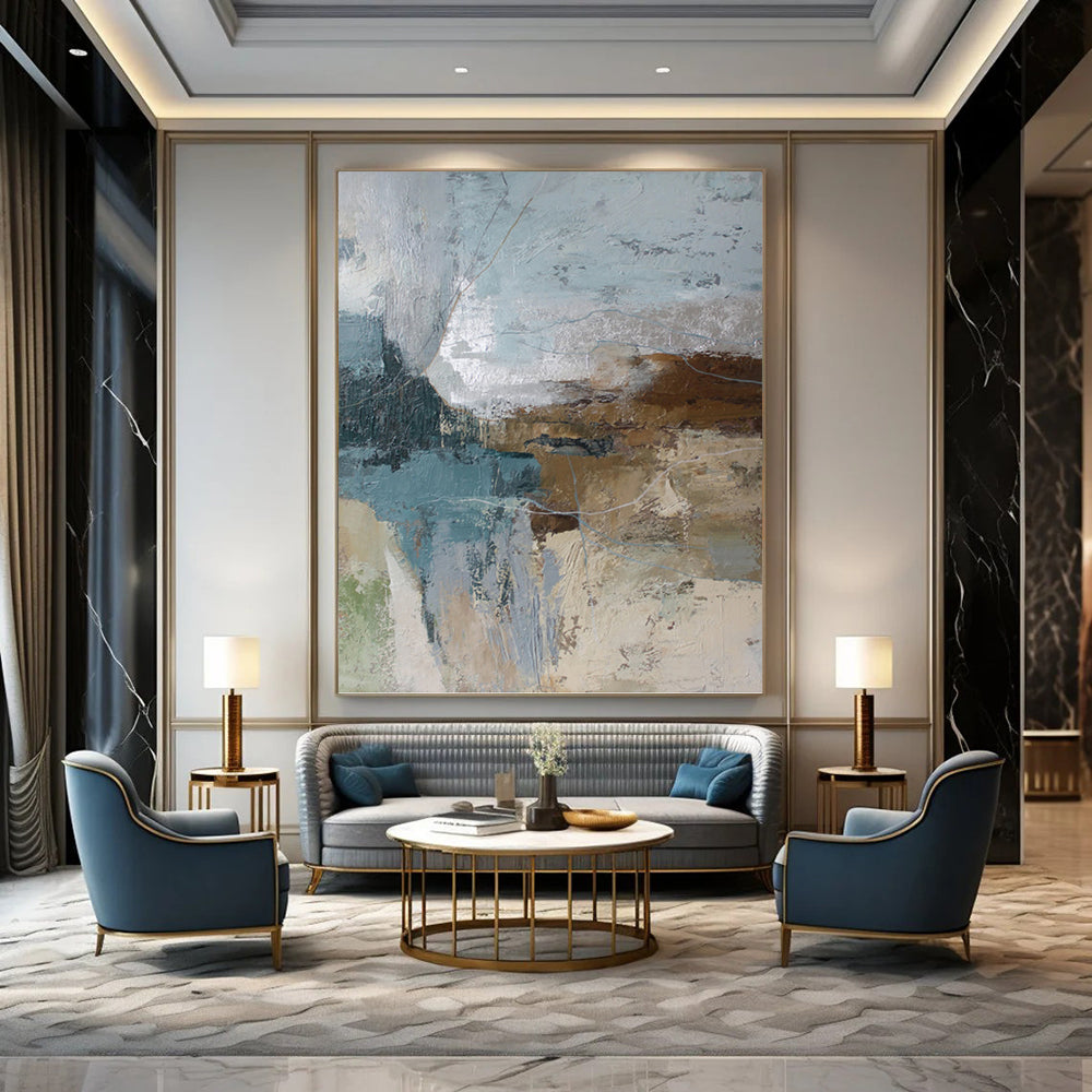 “Blue and Brown Abstract” - Serene Landscape - Inspired Painting on Canvas PT1012