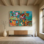 “Colorful Abstract Shapes” - Bright Hues “Joyful Chaos” Painting On Canvas PT1657