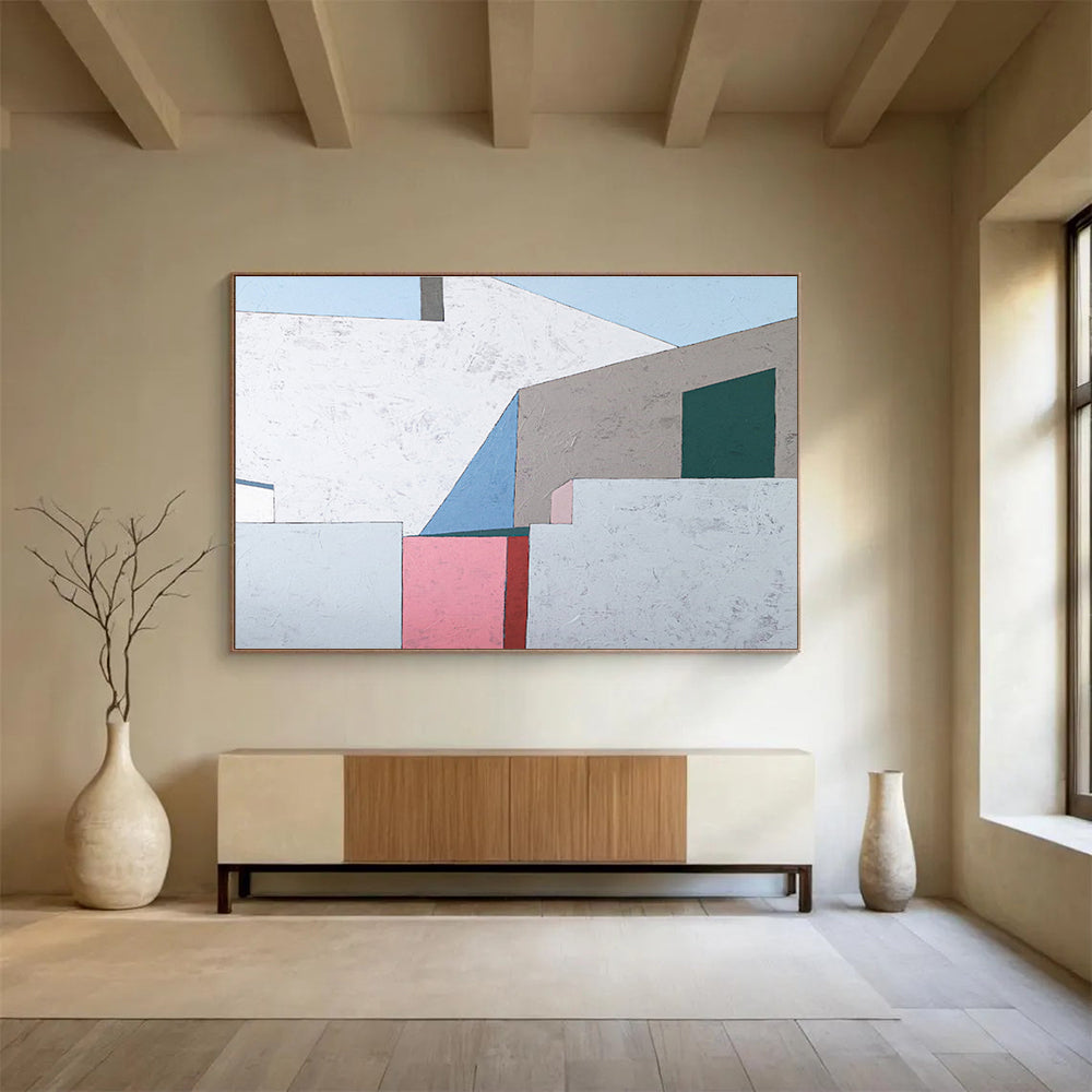 “Pastel - Toned Architectural Abstract” - Abstract Painting on Canvas DKS572