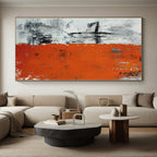 “Orange - Grey Abstract Divided Canvas” - Bold Abstract Painting On Canvas PS0315
