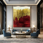 “Gold - Burgundy Abstract” - Abstract Expressionist Painting On Canvas PT1339