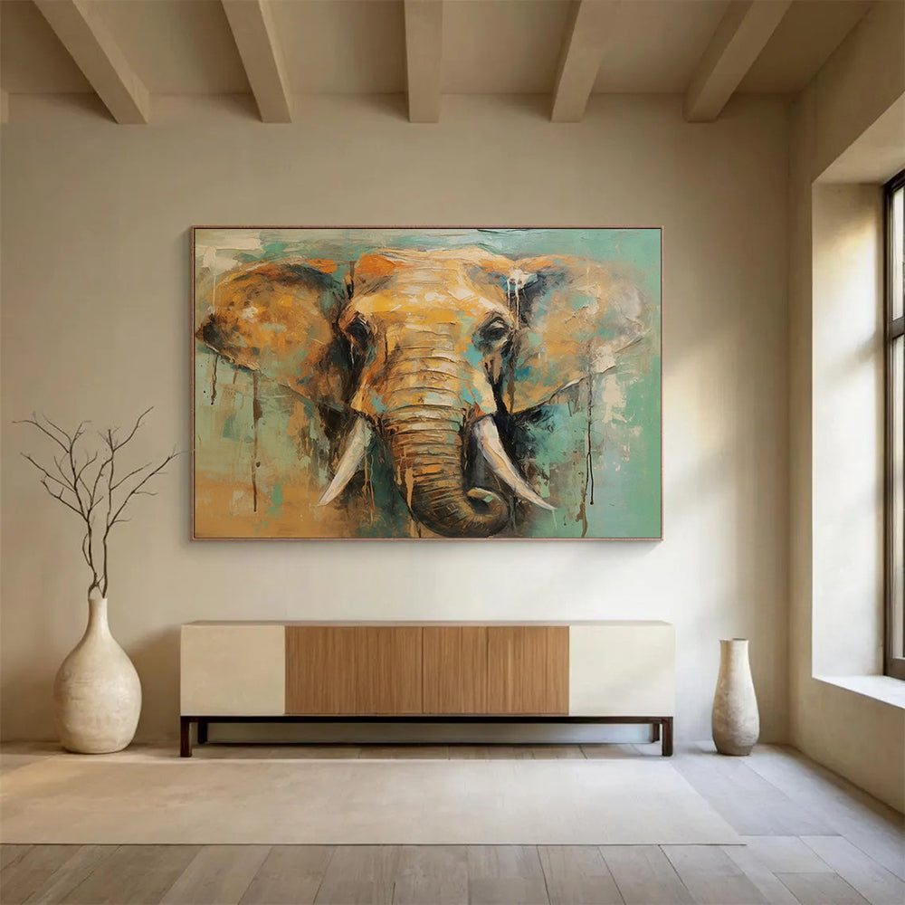 “Colorful Elephant Portrait” - Expressive Wildlife Painting On Canvas PT083