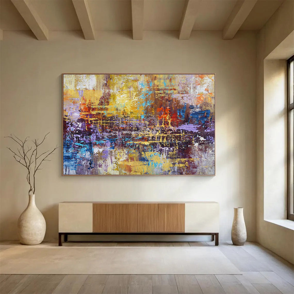 Colorful Abstract Cityscape Abstract Expressionist Painting On Canvas DKS154
