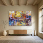 Colorful Abstract Cityscape Abstract Expressionist Painting On Canvas DKS154