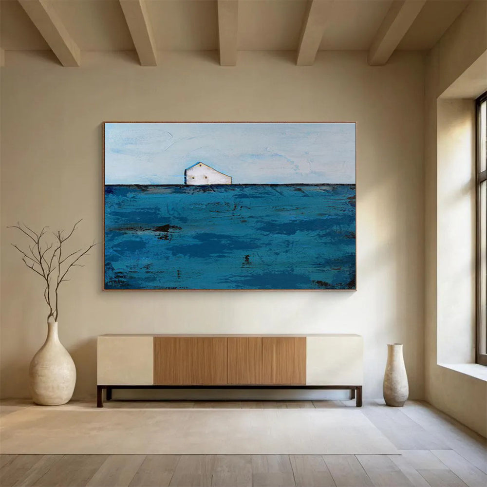 “Minimalist Sea and House” Landscape Painting DKS217