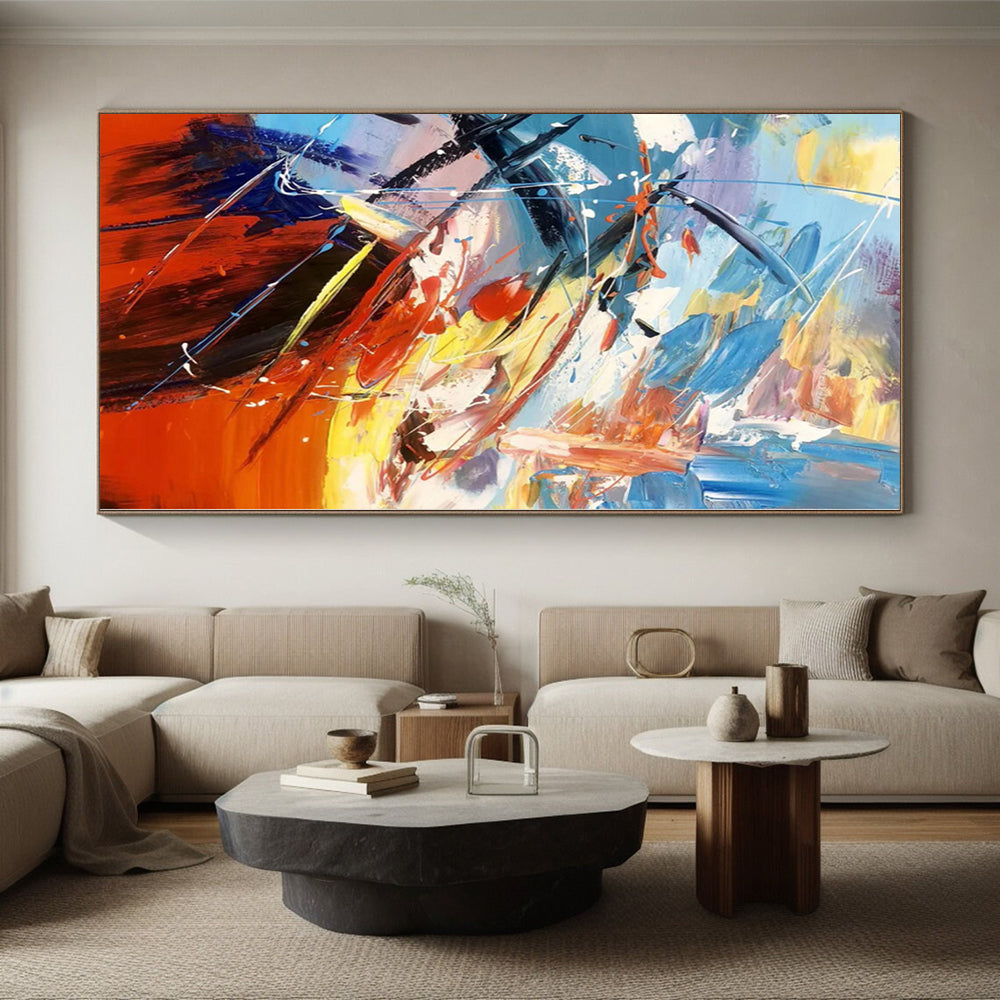 “Vibrant Color - Splash Abstract Composition” - Dynamic Abstract Painting On Canvas PS0317