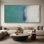 “Misty Sea Calm” - Blue, Gray, Purple Abstract Landscape Painting On Canvas PS0636