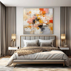 Orange, Pink, Gray, White, Black with Bold Blocks "Urban Pulse" Abstract Painting On Canvas PS1391