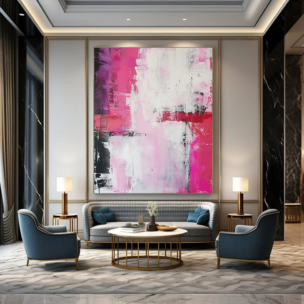 Pink - Purple Abstract Fusion Painting On Canvas DS114
