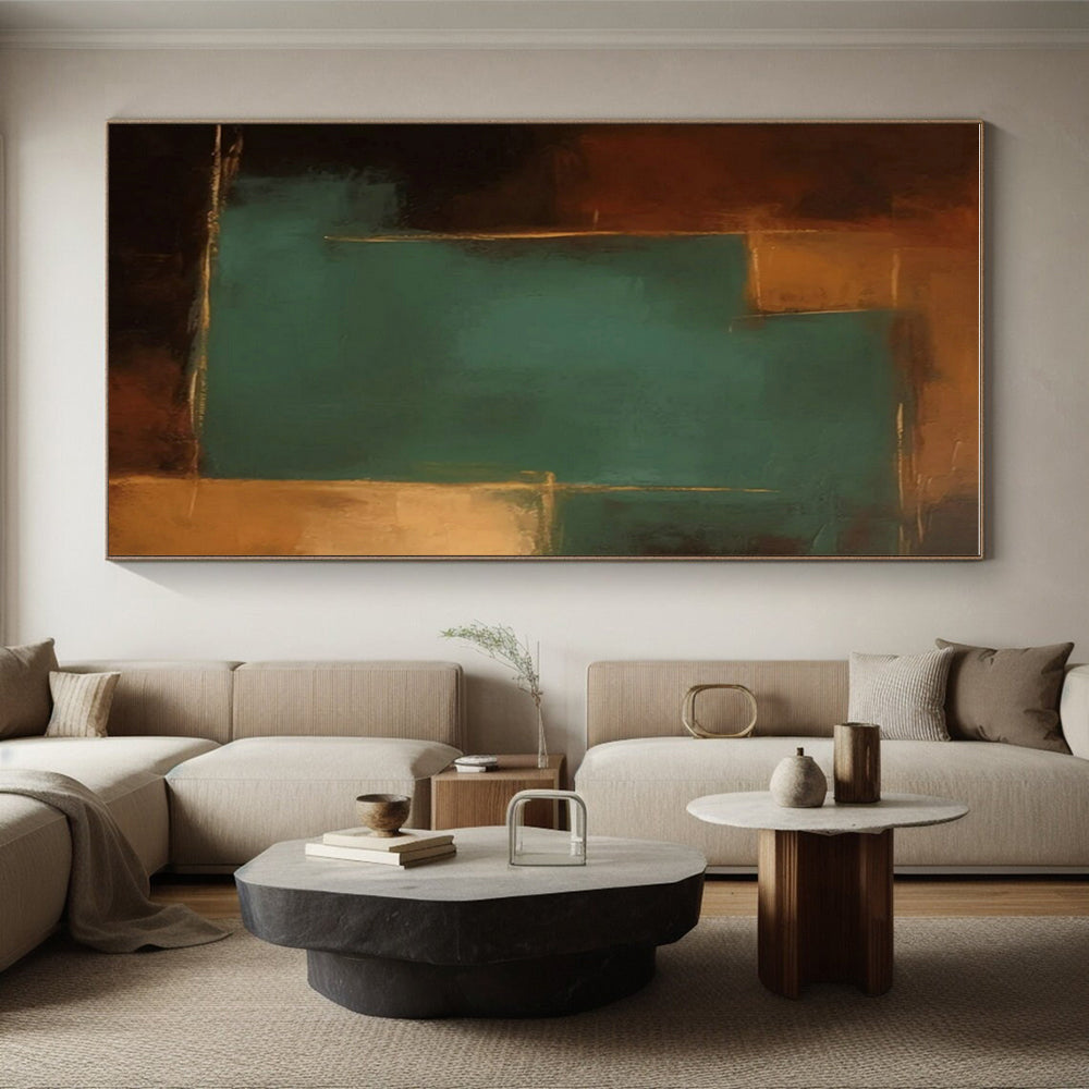 “Teal - Brown Abstract Contrast” - Teal, Brown Abstract Color - Block Painting PS0601