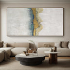 “Gold & Blue Minimalist Landscape” - Minimalist Abstract Painting On Canvas PS0413