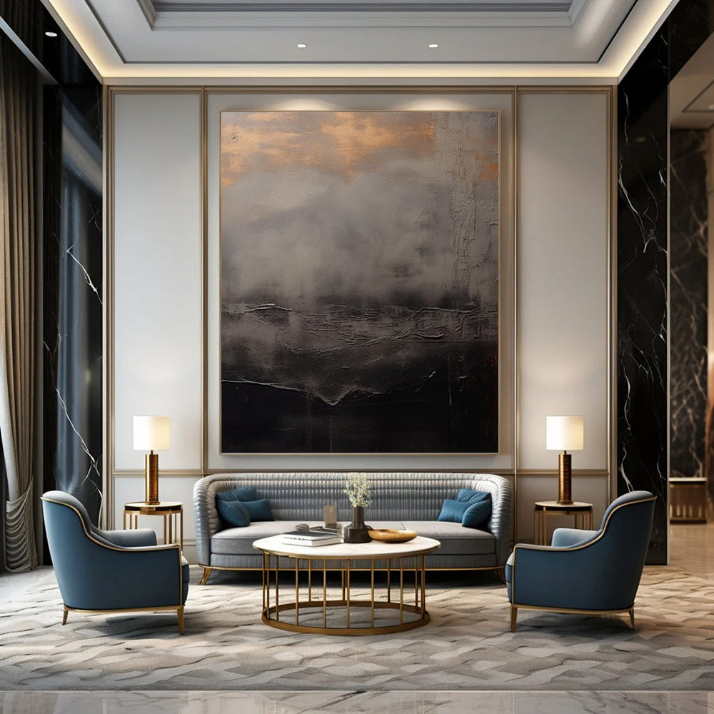 “Gray and Gold Mist” - Abstract, Atmospheric - Styled Painting On Canvas PT1662