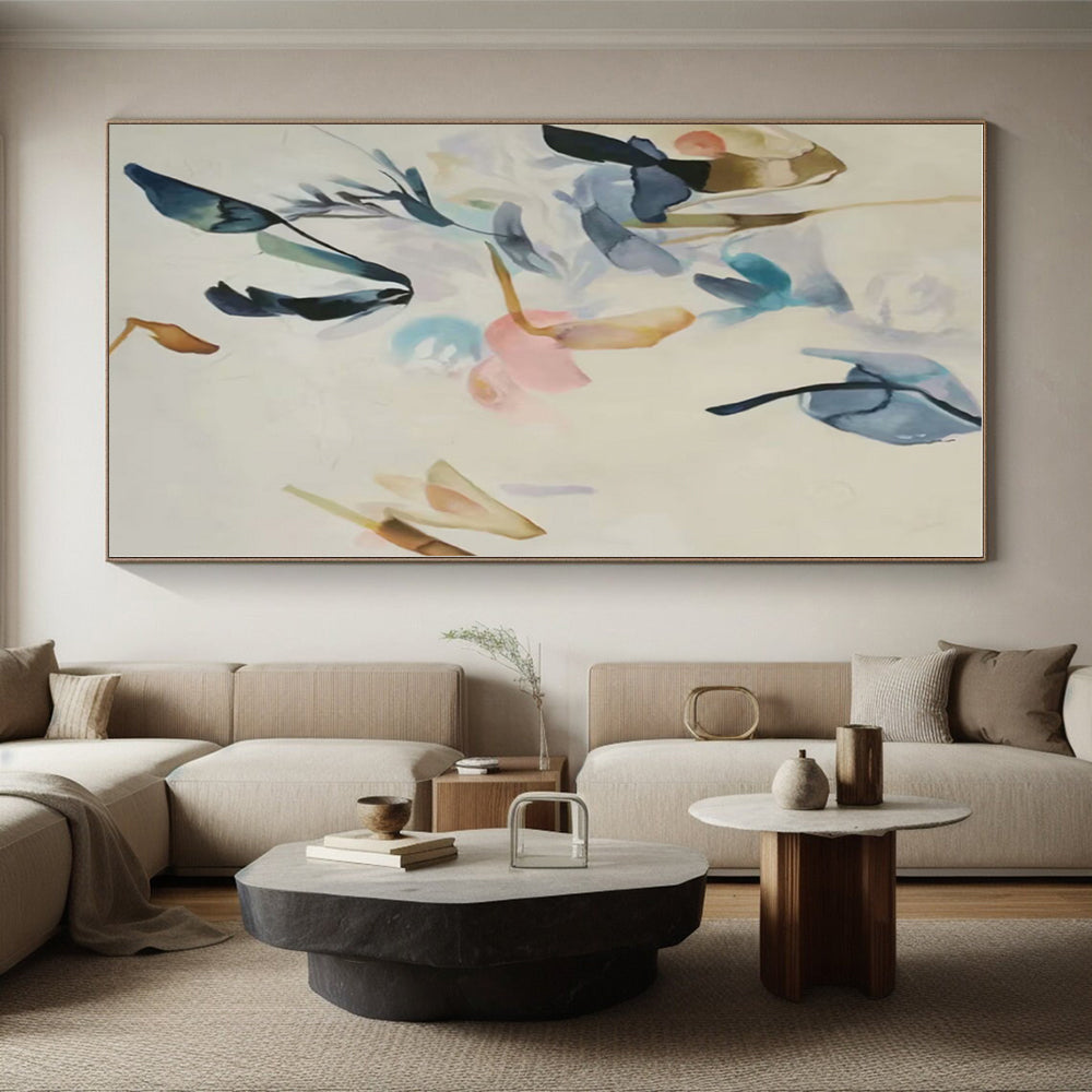 “Pastel Floral Flow” - Blue, Pink, Purple Abstract Painting On Canvas PS0456