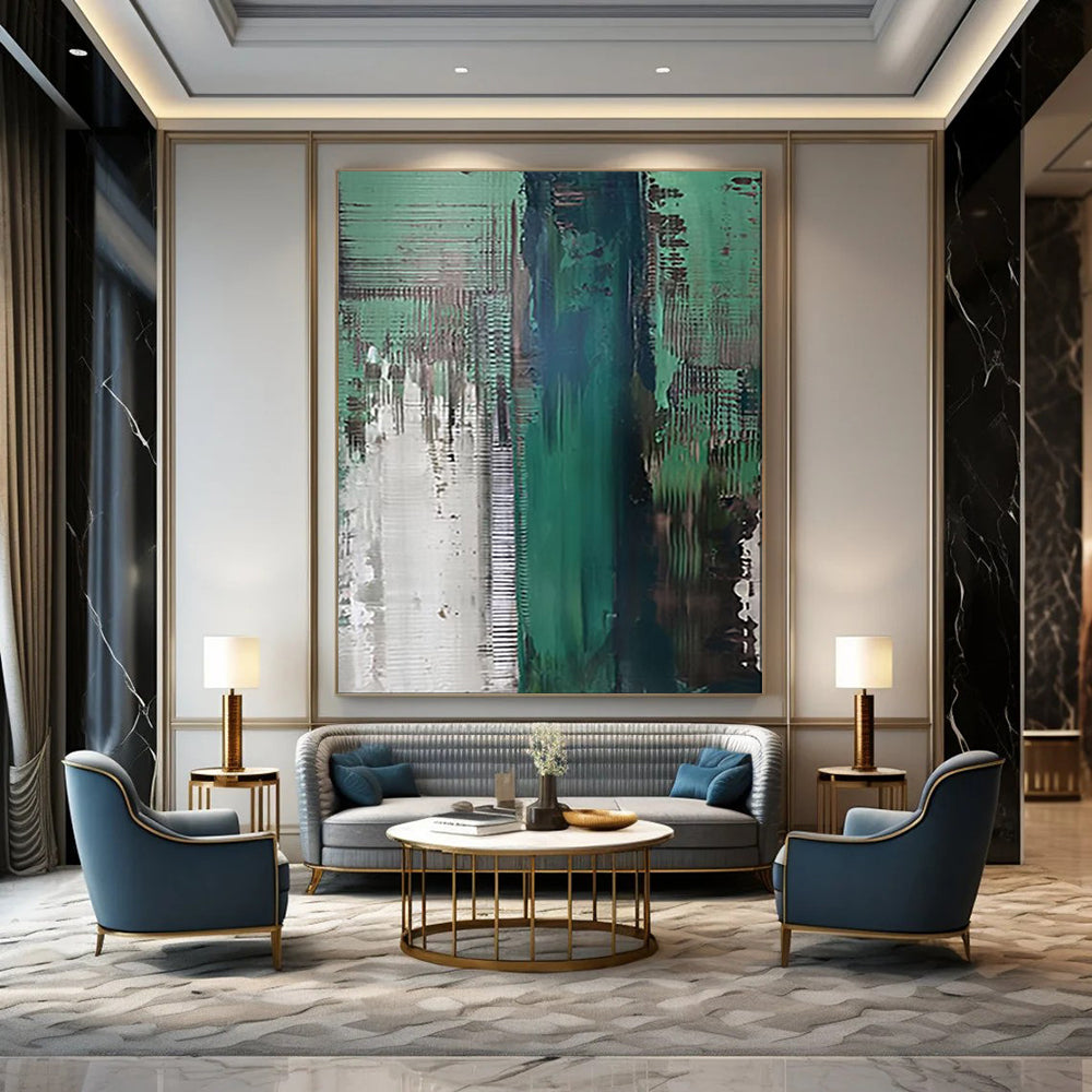 “Teal - Green Abstract Layers” - Abstract Painting On Canvas PT2021