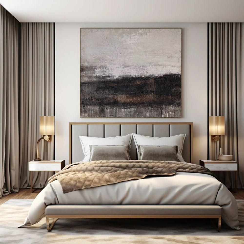 Gray, Black, and Brown Textured, "Earth and Shadow" – Textured Abstract Painting On Canvas PS0983