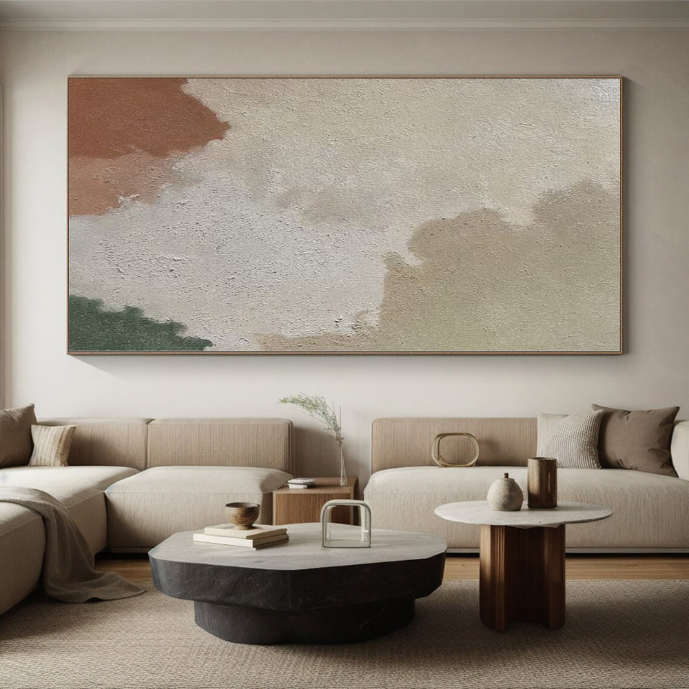 “Soft Color Patches” - Beige, Brown, Green Abstract Color Block Painting On Canvas PS0391