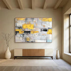 “Yellow - Grey Urban Rhythm” Abstract Painting On Canvas DKS285