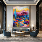 “Colorful Desert Landscape” - Abstract, Southwest - Themed Painting On Canvas PT1556