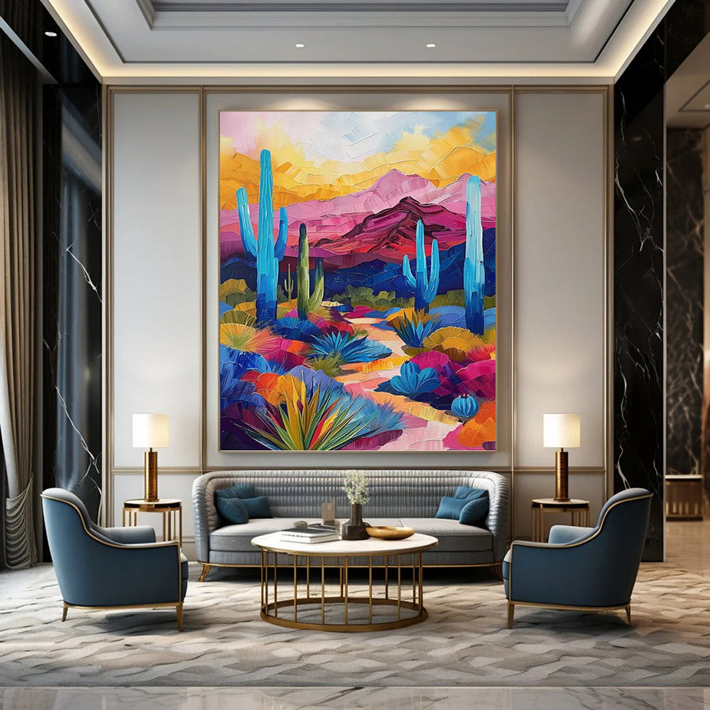 “Colorful Desert Landscape” - Abstract, Southwest - Themed Painting On Canvas PT1556