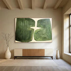 “Green Abstract Shapes” - Abstract Painting On Canvas DKS529
