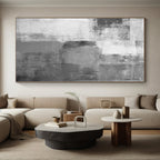 “Monochrome Grey Abstract Soft Blocks” Painting On Canvas PS0377